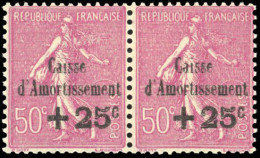 * 254 + 254a - +25c. S/50c. Caisse D'amortissement Rose Lilas Variété Sans Point Sur Le ''i'' Tenant à Normal. TB. - Andere & Zonder Classificatie