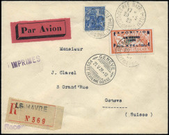 Obl. 257A - 2F. Orange Et Vert-bleu Exposition Du Havre. Obl. 20-5-29 S/lettre Recommandée Adressée à Genève. Cachet D'a - Andere & Zonder Classificatie