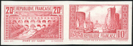 (*) 262+ 261 - 20F. Pont Du Gard Et 10F. La Rochelle. Essais De Couleur ND En Rose Se-tenant. Quelques Exemplaires Connu - Andere & Zonder Classificatie