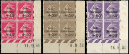 ** 266 / 268 - Série Complète Caisse D'Amortissement. 3 Valeurs. Bloc 4. Coins Datés. SUP. - Other & Unclassified