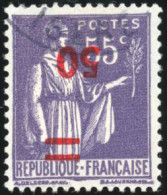 Obl. 478a - 50 S/55c. Type Paix Violet. Surcharge Renversée. Obl. Uniquement Coté En Neuf. TB. - Autres & Non Classés