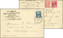 Obl. 3/4 - 10F. S/90c. + 10F. S/1F.50. Ile De France S/deux Lettres Frappées Du Cachet De La Première Liaison Poste Aéri - Sonstige & Ohne Zuordnung