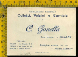 Milano Città   C. Gonella - Fabbrica Colletti, Polsini E Camicie - Corso Venezia, 1 MI - Filiali  Milano, Torino, Genova - Milano (Milan)