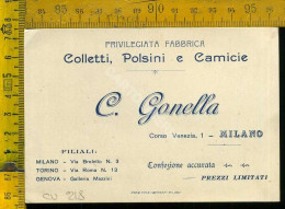 Milano Città   C. Gonella - Fabbrica Colletti, Polsini E Camicie - Corso Venezia, 1 MI - Filiali  Milano, Torino, Genova - Milano (Milan)