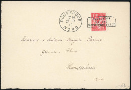 Obl. 1F. Iris S/devant De Lettre Obl. DUNKERQUE. (Cote Et N°5 Dallay 750). - Guerre (timbres De)