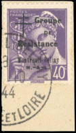 Obl. 31M - MONTREUIL-BELLAY. 40c. Violet. Type 2. Obl. Octobre 1944 S/petit Fragment. TB. - Bevrijding