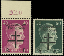 ** 7 + 8 - OCCUPATION FRANCAISE. 40pf. Violet + 50pf. Vert. 2 Valeurs. SUP. - Befreiung