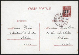 Obl. 1E + 2E - ORLEANS. 2 Entiers Postaux Du 1F.20 Dont L'un Obl. D'ORLEANS Le 2 Septembre 1944. TB. - Befreiung