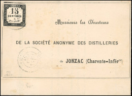 Obl. 4 - 15c. Noir Obl. S/lettre Frappée Du CàD De JONZAC Du 24 Juin 1871 à Destination De JONZAC. SUP. - Sonstige & Ohne Zuordnung