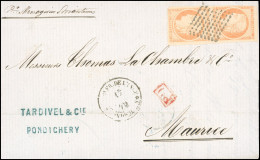 Obl. 13 - 40c. Orange Obl. Losange S/lettre Frappée Du CàD De ETAB FR. DE L'INDE - PONDICHERY Du 17 Mai 1872 + Au Verso  - Other & Unclassified