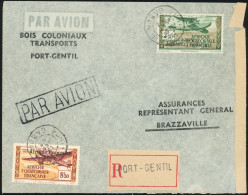 Obl. 15a + 19 - Poste Aérienne. 2F.50 Vert Et Brun, Surcharge Renversée + 8F.50 Brun-rouge Et Jaune Foncé S/lettre Recom - Other & Unclassified