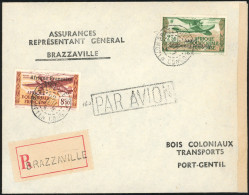 Obl. 15a + 19 - Poste Aérienne. 2F.50 Vert Et Brun, Surcharge Renversée + 8F.50 Brun-rouge Et Jaune Foncé Obl. S/lettre  - Andere & Zonder Classificatie