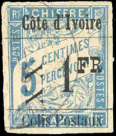 Obl. 7d - Colis-postaux. 1F. S/5c. Bleu. Surcharge Au Type V. Léger CàD, Léger épidermure Au Verso Sinon Superbe. Tirage - Altri & Non Classificati