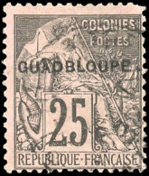 Obl. 21b - 25c. Noir S/rose. Variété De Surcharge "GUADBLOUPE". Obl. Légère. SUP. - Other & Unclassified