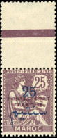 * 45d - 25c. S/25c. Violet-brun. Double Surcharge Noire Et Rouge. TB. - Autres & Non Classés