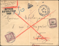 Obl. 4 - Timbres-Taxe. Lettre Non Affranchie Frappée Du CàD De BORDEAUX Du 20 Avril 1907 à Destination De FEZ. Taxée à L - Other & Unclassified