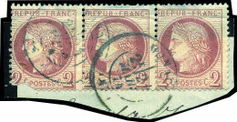 Obl. 51 - Bande De 3 Du 2c. Rouge-brun. Obl. Du CàD De MONACO Du 24 Mars 1874 S/petit Fragment. B. - Other & Unclassified