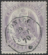 Obl. Timbres Télégraphe. Timbre De France N°8. 2F. Obl. MONACO. Défaut. - Autres & Non Classés