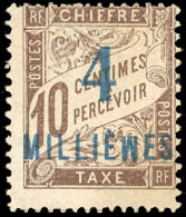 * 6g - Timbres-Taxe. 4m. S/10c. Brun. Variété 2ième "M" De MILLIEMES" Renversé. TB. - Autres & Non Classés