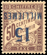 ** 8A - Timbres-Taxe. 15m. S/50c. Lilas. Variété Surcharge Renversé. SUP. - Autres & Non Classés