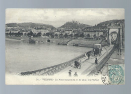 CPA - 38 - Vienne - Le Pont Suspendu Et Le Quai Du Rhône - Animée - Circulée - Vienne