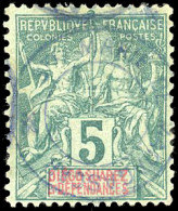 Obl. Timbre De DIEGO SUAREZ N°28, 5c. Vert Obl. Du CàD Bleu évidé STE-MARIE DE MADAGASCAR Sans Date. SUP. R. - Other & Unclassified