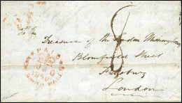 Obl. Lettre Taxée à 8d. De TAHITI Du 23 Avril 1850 à Destination De LONDRES Par La Voie D'Australie. Cachet Orné De NOUV - Autres & Non Classés