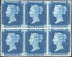 ** SG#2 - Spec.DS.7 - 1840. 2d. Deep Blue. Plate 2. Watermark Small Crown. Imperforate. Block Of 6. Lettered L-C/L-D/L-E - Sonstige & Ohne Zuordnung