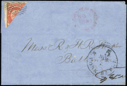 Obl. SG#8 - Bisect Of The 8p. Diagonaly Tied On Cover With ST-JOHN NEW FOUNLAND Postmark In Red Dated Nov 1st 1860 To BA - Autres & Non Classés