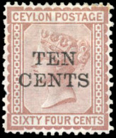 (*) SG#164 - 10c. On 64c. Red-brown. VF. - Ceylan (...-1947)