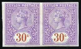 * SG#247 - 30c. Bright Mauve And Chesnut. Pair. Proof Imperf. SUP. - Ceylon (...-1947)