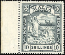 * SG#96 - 10sh. Black. The Left Of The Sheet. SUP. - Malte (...-1964)