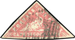 Obl. SG#13 - 1d. Vermilion. Laid Paper. Imperf. Used. VF. - Cape Of Good Hope (1853-1904)