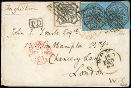 Obl. 8 + 9 - Paire Du 7b. Bleu + 8b. Blanc Obl. S/lettre à Destination De LONDRES. TB. - Etats Pontificaux