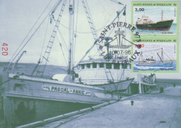 Carte  Maximum  1er  Jour   SAINT  PIERRE  MIQUELON    Vieux   Bateaux    1996 - Cartes-maximum