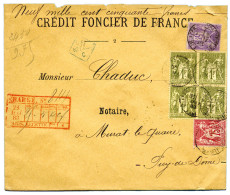 France : N°71, 72 En Bloc De 4 Et N°95 Obl. Sur Pli CHARGE DE PARIS Pour Le Puy De Dôme (1883) - Autres & Non Classés