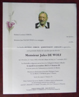 Faire Part Décès / Mr Jules De Wolf Né à Trivières En 1935 , Décédé à Haine-St-Paul En 2012 - Décès