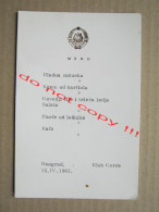 Serbia / Belgrade Beograd - MENU: KLUB GARDE, Guard Club, JNA ( 1982 ) - Menükarten