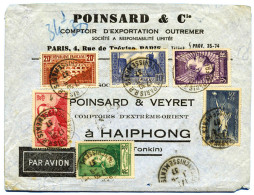 France : N°261, 262 + Affranchissement Composé Obl. De Paris Sur Pli Pour HAIPHONG Avec Arrivée (1937) - Sonstige & Ohne Zuordnung