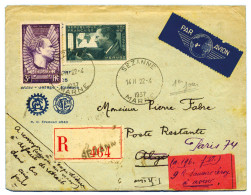 France : N°337/338 Obl. 1er Jour "SEZANNE 22/4/1937" Sur Pli Rec. Pour Paris - Other & Unclassified