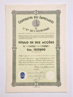 PORTUGAL-LISBOA - C.E.C.R.G.E. - Titulo De Dez Acções 100$00 - Nº 70151 A 70160 - 01JUL1956 - Electricité & Gaz