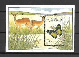 Gambia 1989 Butterflies - Animals MS #1 MNH - Gambia (1965-...)