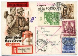 Allemagne : Affranchissement Composé Sur Entier Postal Rec. De Strassburg Pour Liegnitz (1941) - Sonstige & Ohne Zuordnung