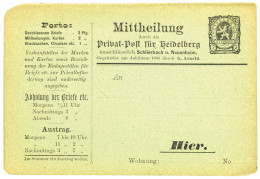 Allemagne : Poste Privée. Entier Postal Timbré Sur Commande De HEIDELBERG. - Autres & Non Classés