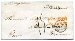 Portugal : Lettre Avec Cachet Rouge "COLONIES/&ART13" + Càd "AMBULANT CALAIS 15/12/1855" + Griffe "LISBON" - Other & Unclassified