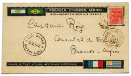 Brésil : 14-1-1925. RIO DE JANEIRO-BUENOS AIRES- Enveloppe Spéciale En Couleurs Des Lignes Aériennes Latécoère Adressée  - Other & Unclassified