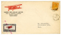 Canada : Vol Lac La Ronge / Christopher Lake Avec Vignette Cherry Red Airline 1930 - Luftpost