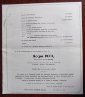 Faire Part Décès / Mr Roger Petit , Déporté De Guerre Né à Louvignies En 1924 , Décédé à Baudour En 1991 - Obituary Notices