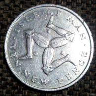 ISLE OF MAN, 10 PENCE, 1975, ELIZABETH II. Agouz - Île De  Man