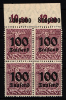 Deutsches Reich Dienstmarken 92P OR Postfrisch 4er Block #HT860 - Servizio
